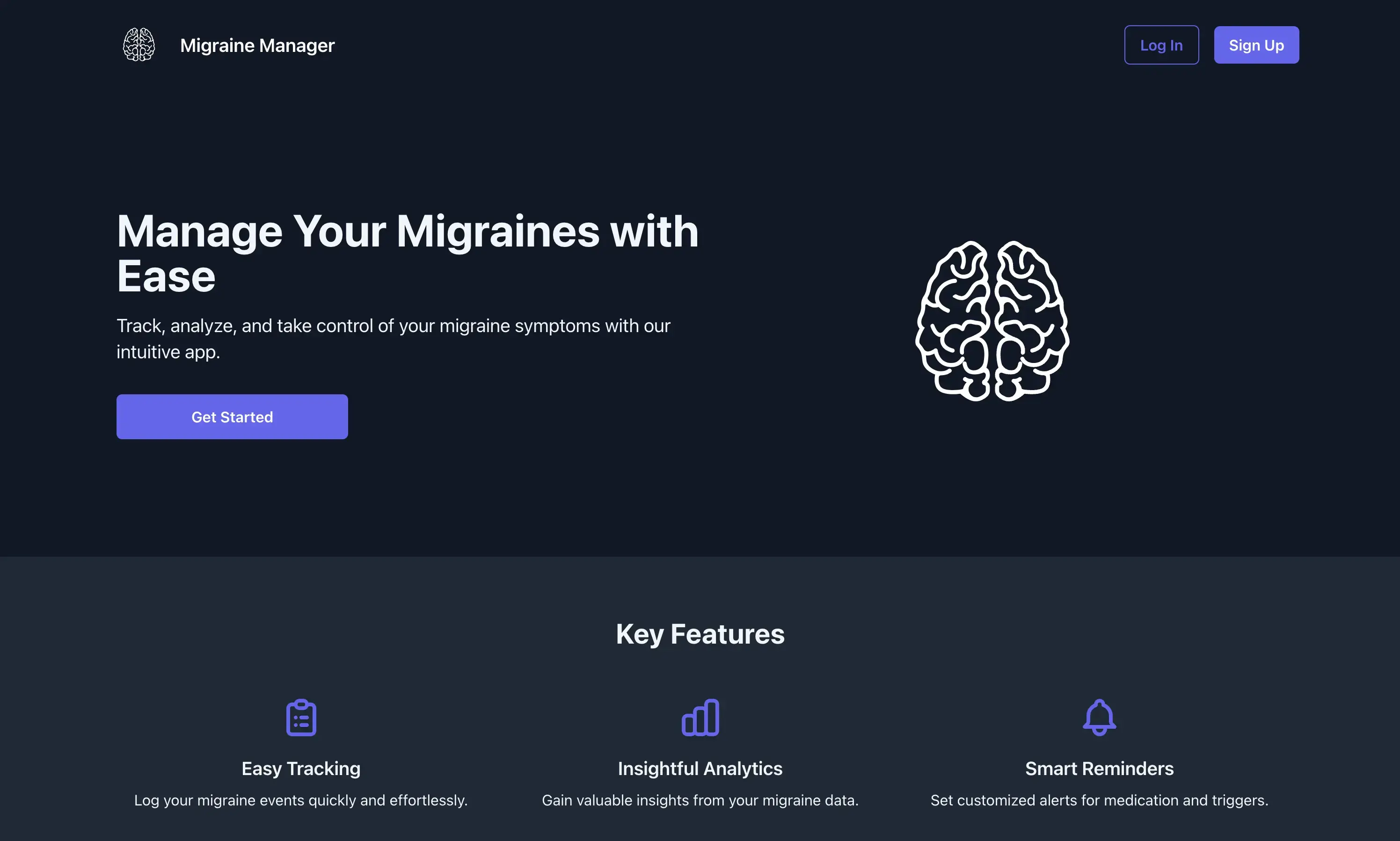 Migraine Manager website preview